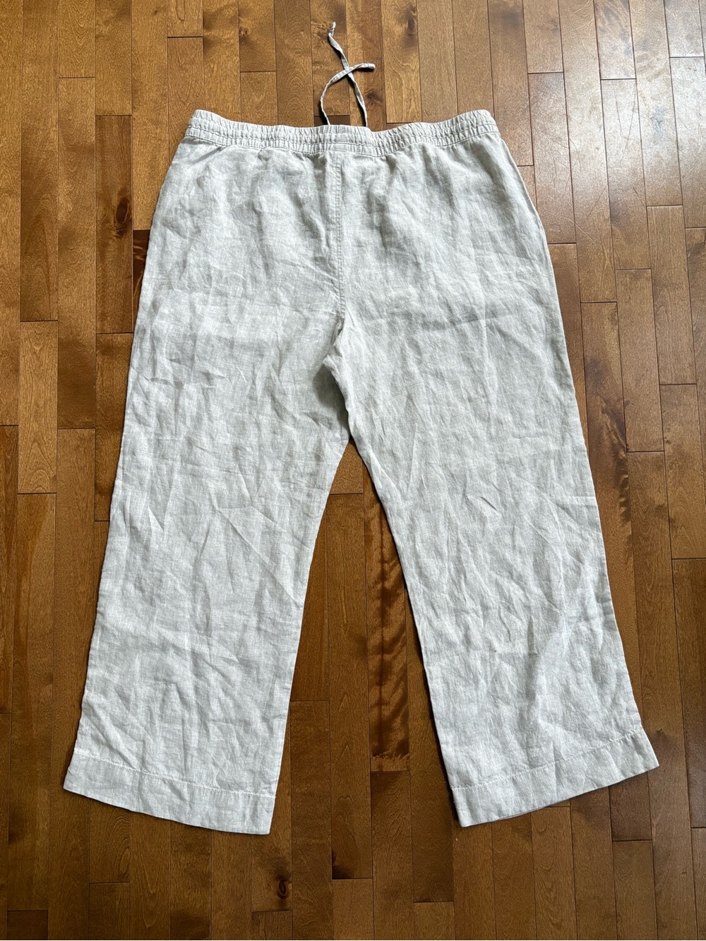 LL Bean 100 Percent Linen Wide Leg Casual Dress Pants Oatmeal Size 18W - Picture 2 of 7